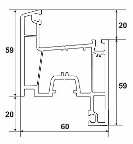 Профиль NOVOLINE GREEN SYSTEM 60-3К, створка (с уплотнителем)